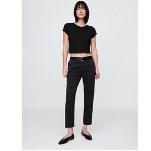 GAP Downtown Khaki Pant Black Slim Straight Leg Cropped Ankle Trousers